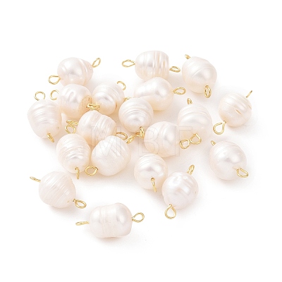 Grade B Natural Cultured Freshwater Pearl Connector Charms PALLOY-JF01496-02-1