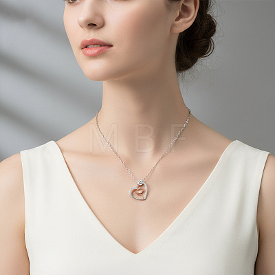 Brass Micro Pave Clear Cubic Zirconia Pendant Necklaces FS-WGB309C-01-1