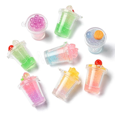 Transparent Resin Imitation Drink Pendants X-RESI-E041-01-1