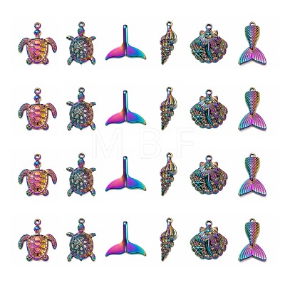 12Pcs 6 Style Ocean Themed Alloy Pendants FIND-LS0001-01-1