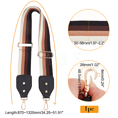 Stripe Pattern Cotton Fabric & PU Leather Bag Straps FIND-WH0001-55C-1