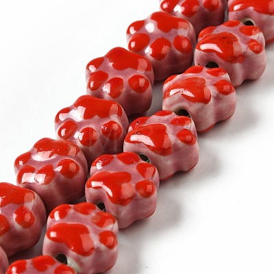 Handmade Printed Porcelain Beads PORC-F005-02D-1