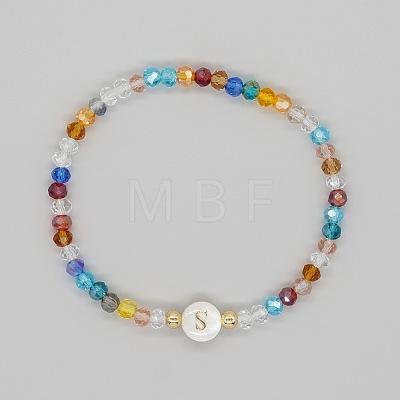 Handmade Bohemian Colorful Faceted Rondelle Glass Beaded Stretch Bracelets UI5654-19-1