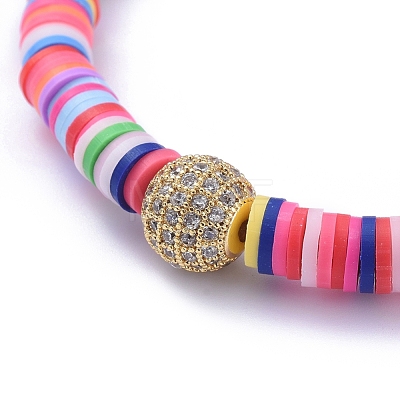 Handmade Polymer Clay Heishi Bead Stretch Bracelets BJEW-JB05097-01-1