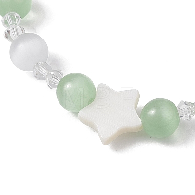 4Pcs 4 Colors Cat Eye & Imitation Austrian Crystal Beads Stretch Bracelets for Women BJEW-TA00695-1