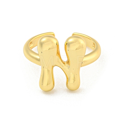 Brass Letter Open Cuff Rings for Women RJEW-G313-01N-G-1