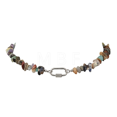 Natural Gemstone Chip Beaded Necklaces NJEW-JN06393-1