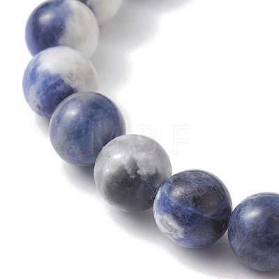 Natural Sodalite Round Beaded Stretch Bracelets BJEW-TA00431-1