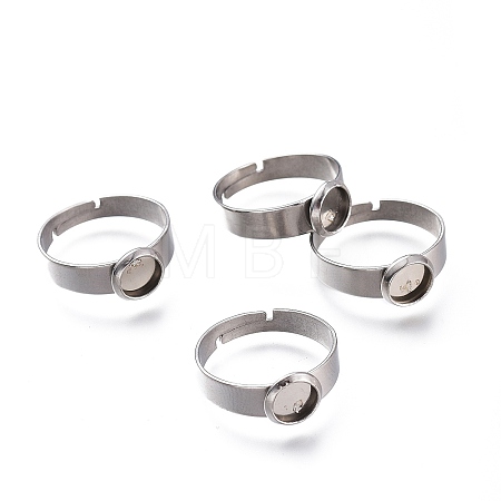 Non-Tarnish Adjustable 304 Stainless Steel Finger Rings Components X-STAS-F149-18P-F-1