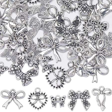 50Pcs 5 Style Tibetan Style Alloy Pendants FIND-SC0008-91-1
