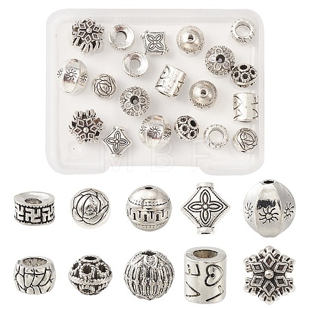 20Pcs 10 Style Tibetan Style Alloy Beads FIND-YW0003-68-1