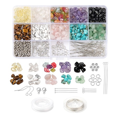 Mixed Stone Chip Beads Kit for DIY Jewelry Set Making DIY-FS0002-23-1