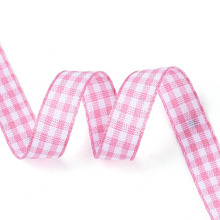 Single Face Plaid Polyester Satin Ribbon SRIB-T009-10G-1