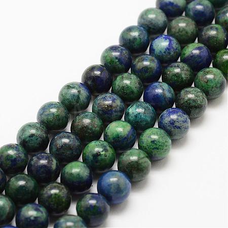 Natural Chrysocolla and Lapis Lazuli Beads Strands G-P281-03-4mm-1
