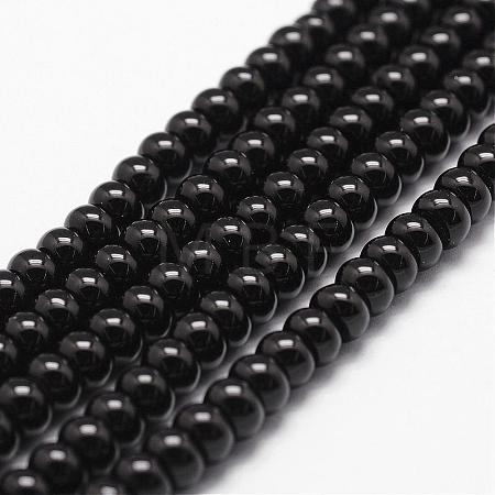 Natural Black Onyx Beads Strands G-P161-19-6x4mm-1