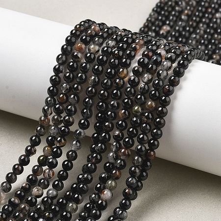 Natural Black Tourmaline Beads Strands X-G-Q031-A01-4mm-1