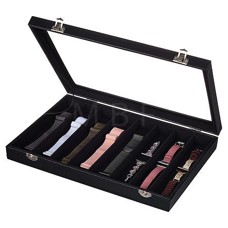 8 Grids PU Leather Jewelry Watch Band Organizer Display Boxes CON-WH0107-80-1