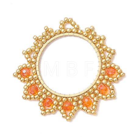 Glass Seed Beaded Flower Pendants PALLOY-MZ01237-03-1