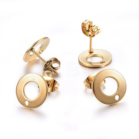 Ion Plating(IP) 304 Stainless Steel Stud Earring Findings X-STAS-H472-01G-1