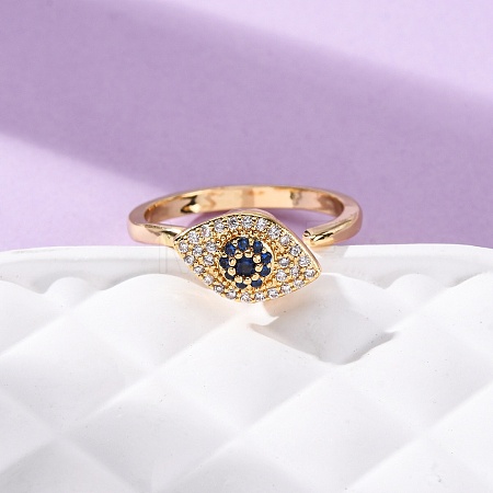 Brass Micro Pave Cubic Zirconia Rotating Cuff Rings RJEW-S636-02G-1