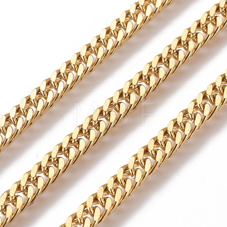3.28 Feet 304 Stainless Steel Cuban Link Chains X-CHS-E018-13G-1
