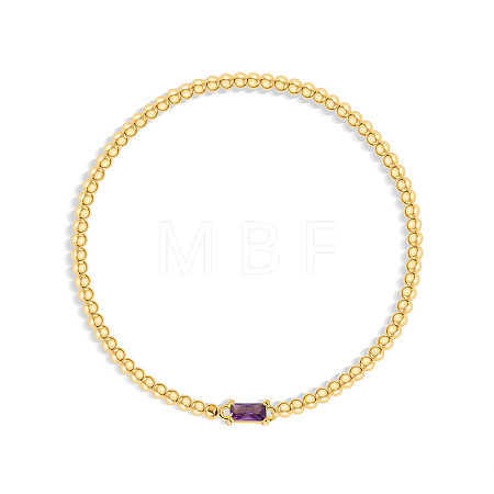 Birthstone 304 Stainless Steel Pave Cubic Zirconia Link Bracelets FS-WG4804B-07-1