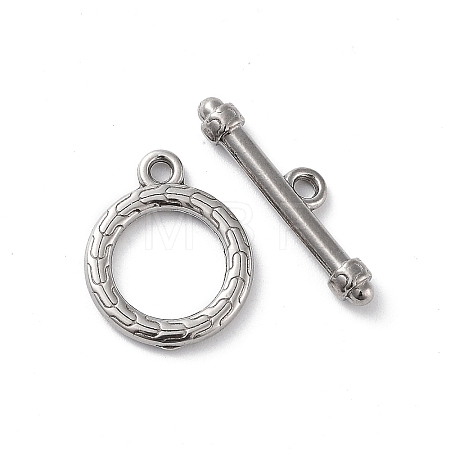 Non-Tarnish 304 Stainless Steel Ring Toggle Clasps STAS-A092-09E-P-1