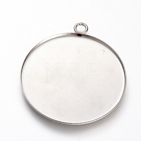 Tarnish Resistant 201 Stainless Steel Pendant Cabochon Settings X-STAS-T004-014-1