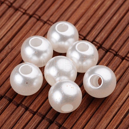 Large Hole Round Imitation Pearl Acrylic Beads OACR-L004-4541-1