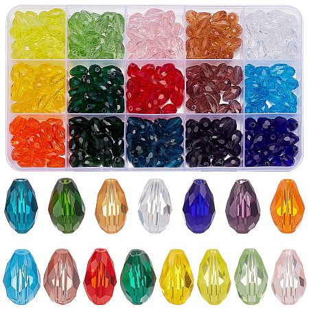 300Pcs 15 Colors Transparent Glass Beads EGLA-SP0001-40-1
