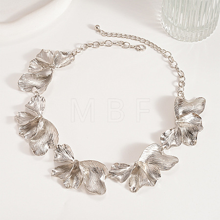 Alloy Flower Petaline Link Chain Necklaces for Women FS-WG970E6-02-1
