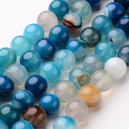 Natural Striped Agate/Banded Agate Beads Strands G-D845-01E-8mm-1
