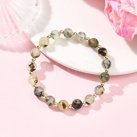 Natural Prehnite & Non-magnetic Synthetic Hematite Beads Stretch Bracelets for Women Men BJEW-JB13593-1