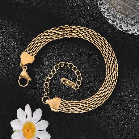 Ion Plating(IP) 304 Stainless Steel Mesh Chain Bracelet BJEW-G669-14G-1