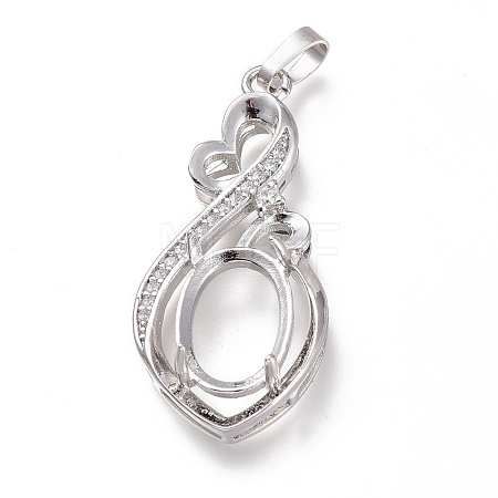 Brass Micro Pave Clear Cubic Zirconia Open Back Bezel Pendant Cabochon Settings ZIRC-I049-09P-1