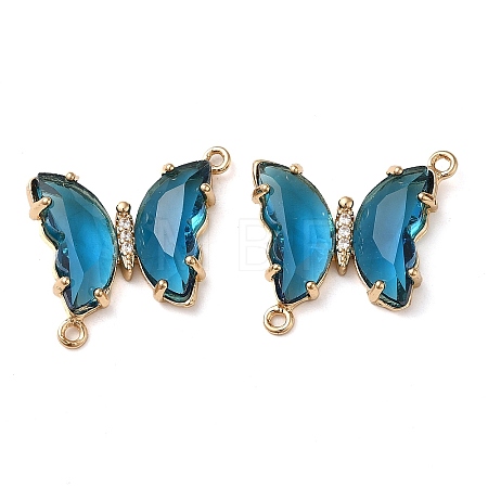 Brass Pave Faceted Glass Connector Charms FIND-Z020-04N-1