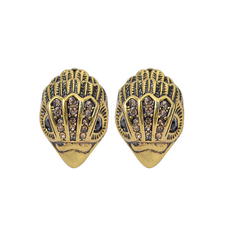 Bird Head Brass Micro Pave Cubic Zirconia Stud Earrings FS-WGB6FCA-01-1