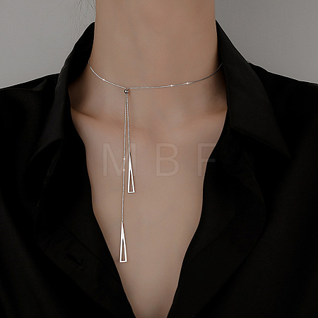 Triangle Brass Slider Lariat Long Necklaces for Women FS-WGD2F26-01-1