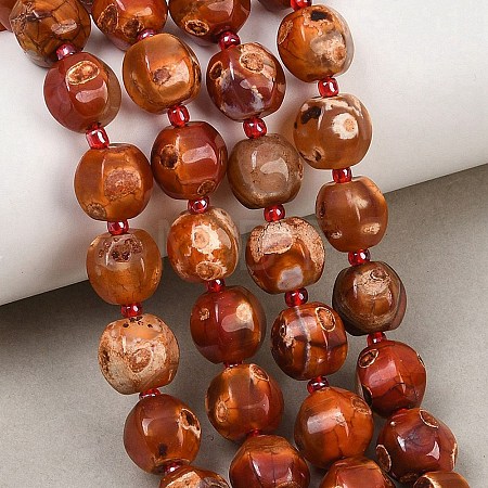 Natural Fire Crackle Agate Beads Strands G-K393-C01-10mm-1