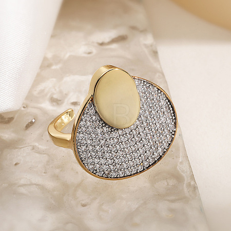 Brass Micro Pave Clear Cubic Zirconia Cuff Open Rings WG25CE0-01-1