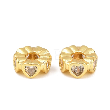Brass Micro Pave Clear Cubic Zirconia Beads KK-C142-08G-1