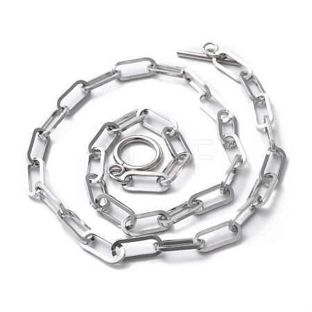 Non-Tarnish 304 Stainless Steel Paperclip Chain Necklaces NJEW-O124-01P-1