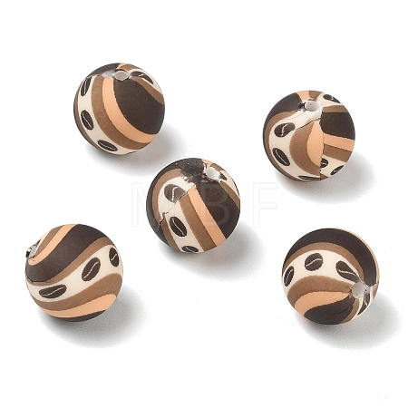Coffee Theme Printed Silicone Beads SL-CBACE28-02B-1