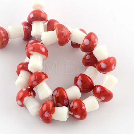 Mushroom Handmade Lampwork Beads Strands LAMP-R116-13-1