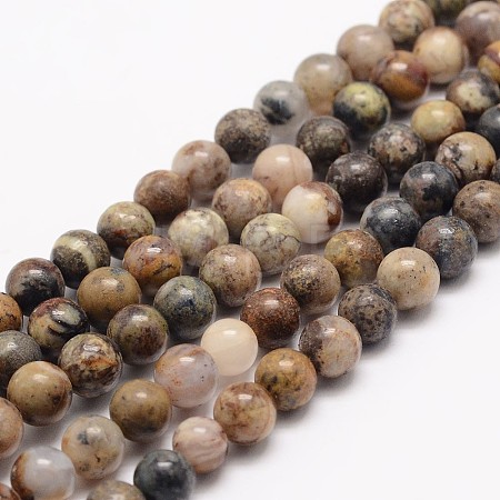 Natural Jasper Bead Strands G-K153-B24-8mm-1