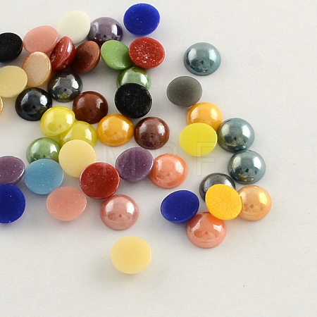 Pearlized Plated Handmade Porcelain Cabochons X-PORC-S801-14mm-M-1