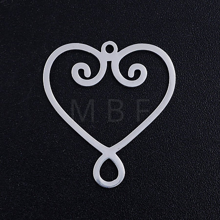 Tarnish Resistant 201 Stainless Steel Filigree Pendants STAS-S105-JN389-1-1