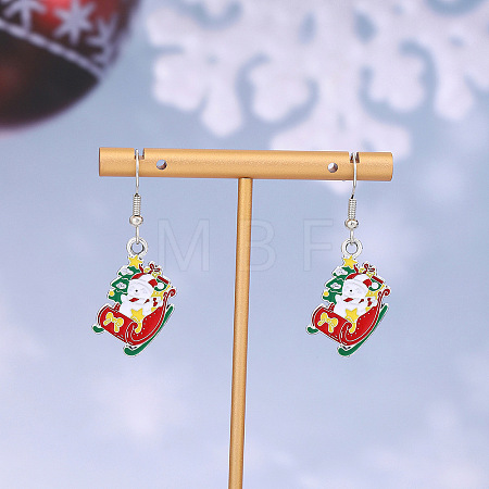 Christmas Theme Alloy Enamel Dangle Earrings FS-WGBB05F-09-1