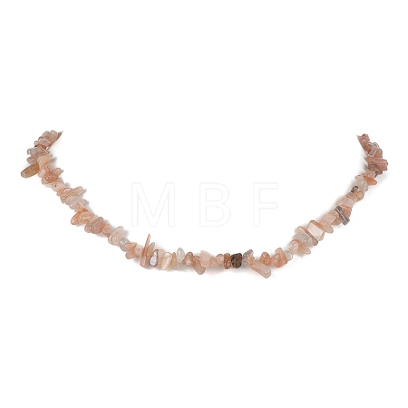 Natural Sunstone Chip Beaded Necklace NJEW-JN04615-05-1