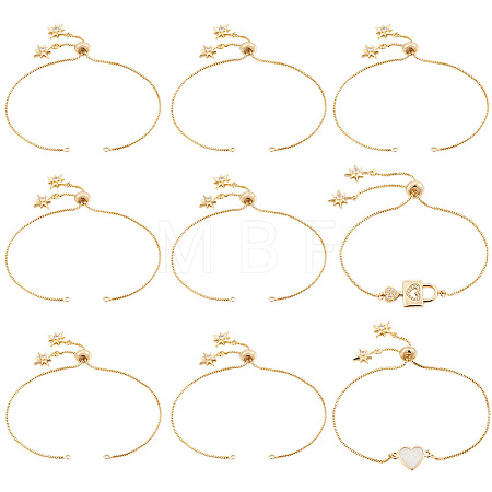 10Pcs 1MM Brass Box Chain Slider Bracelet Making MAK-BBC0001-37-1
